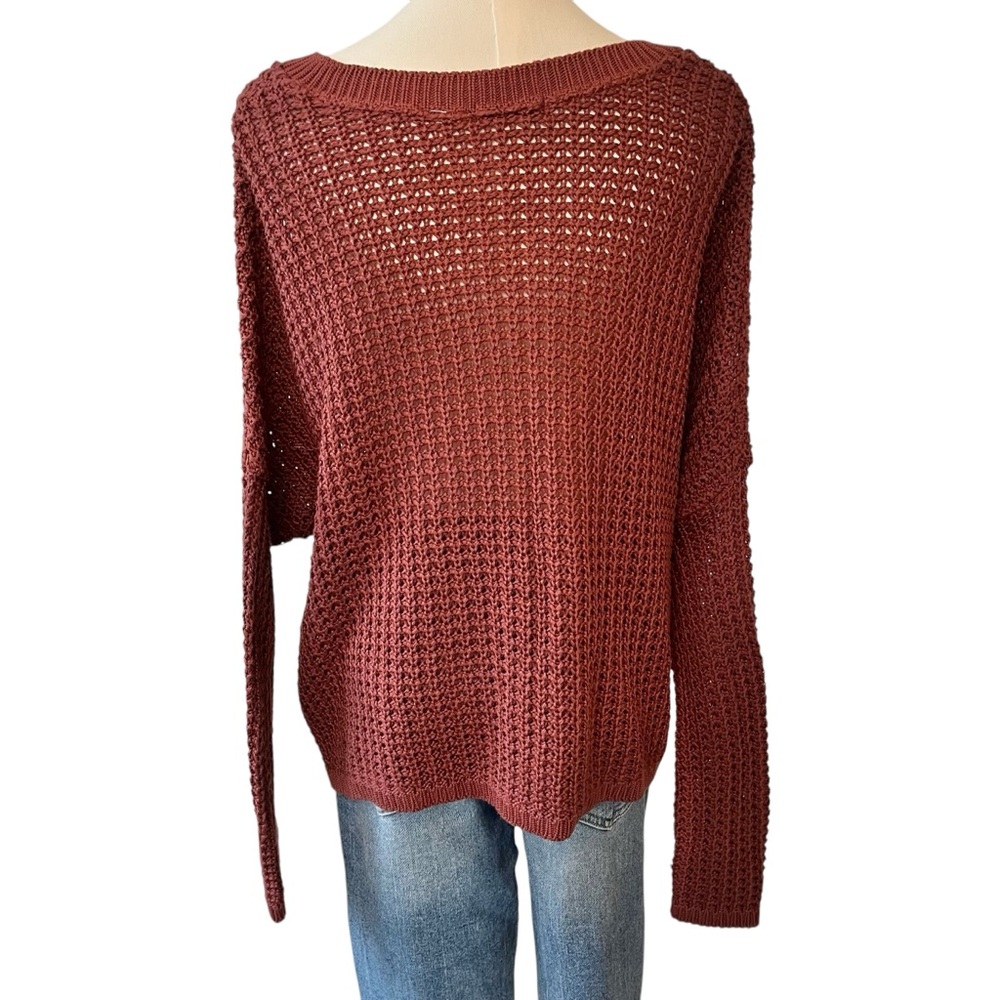 BDG UO loose weave quarter button dolman sleeve acrylic sweater red XS - Picture 3 of 14
